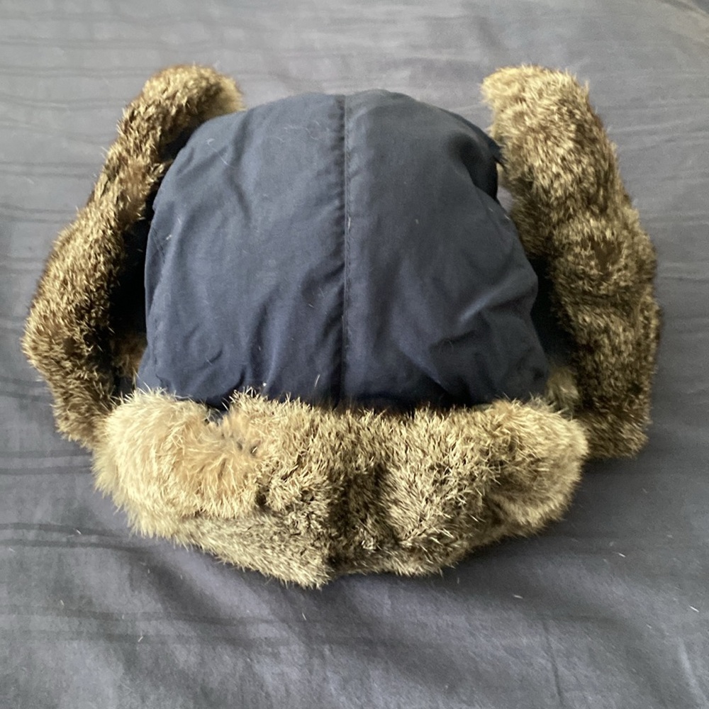 Blue Trapper Hat with Fur Trim - Picture 5 of 9